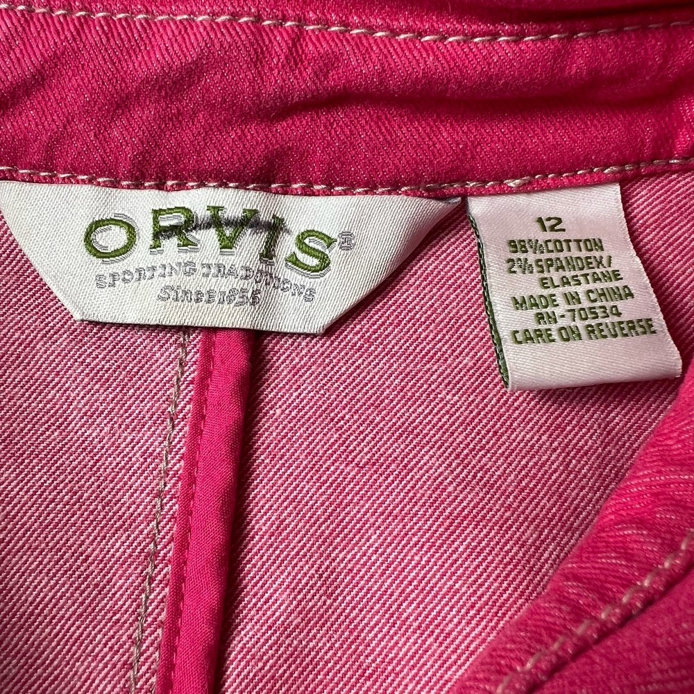 Orvis Women's Jacket Size 12 Hot Pink Denim Cotton Spandex Full Zip Coat - Picture 5 of 13
